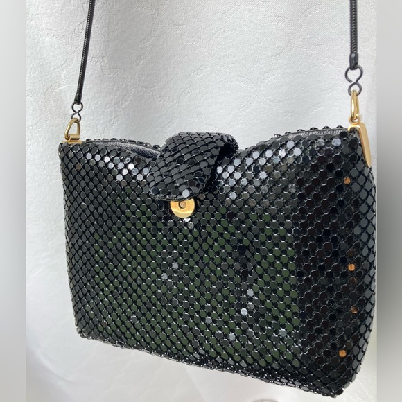 Evening Bag/ Black Metal Mesh / Snap Closure - Picture 1 of 8